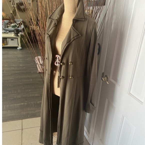 Green Dragon Jackets & Blazers - Green Dragon Trench Military Style Double Breasted Army Green Studded Star SizeL